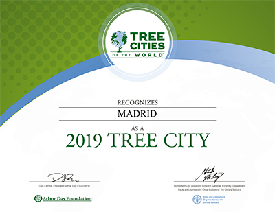 Reconocimiento Tree cities of the world 2019 Madrid