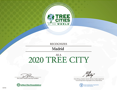 Reconocimiento Tree Cities of the World 2020 Madrid